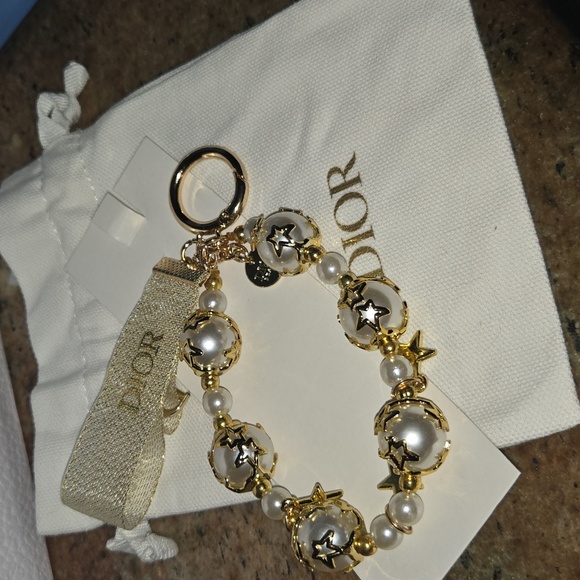 NEW Dior Beauty Pearl Accents Bag Charm/Keychain - Picture 1 of 5